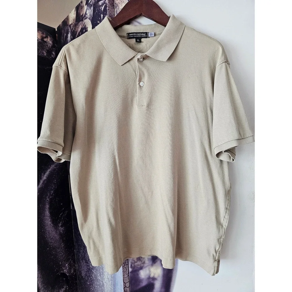 Banana Republic Men's Khaki Luxury Touch Performance‎ Polo Shirt XL
